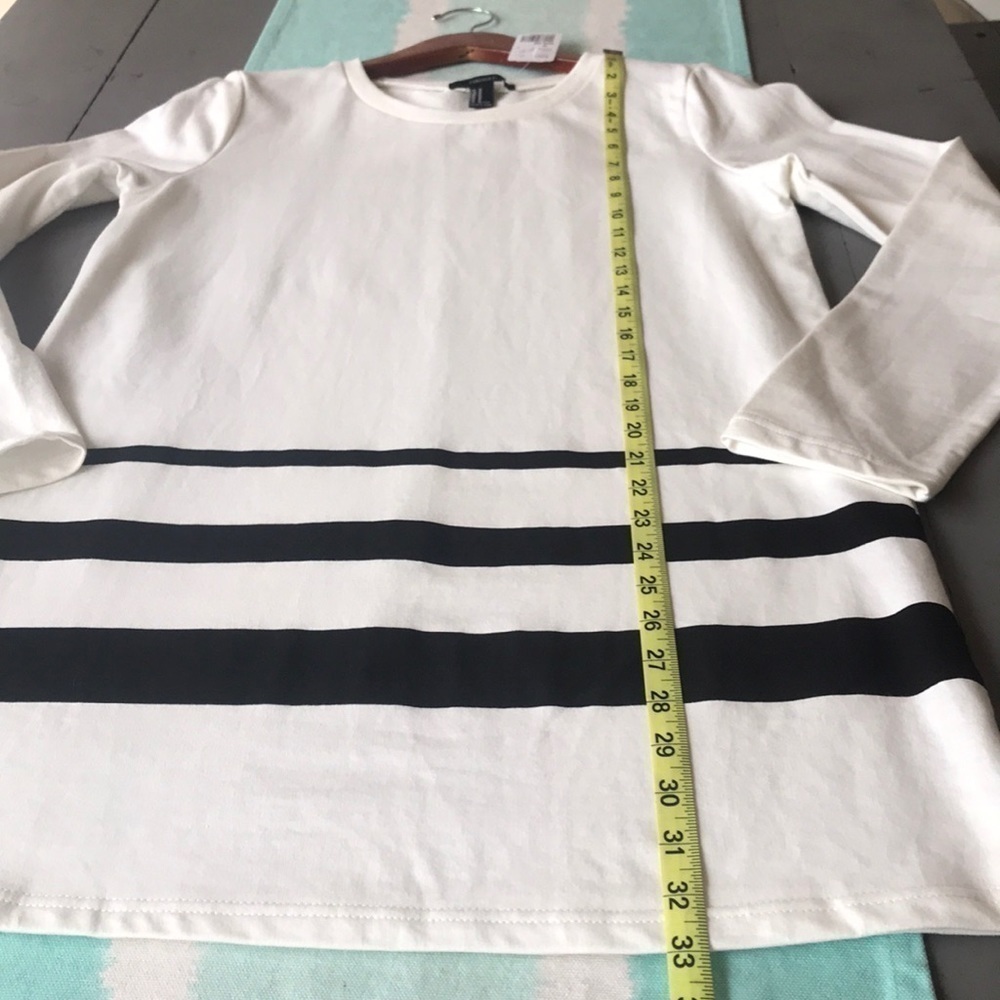 Forever 21 Cream Black Stripe Long Sleeve Mini Dress NWT M - Picture 6 of 6